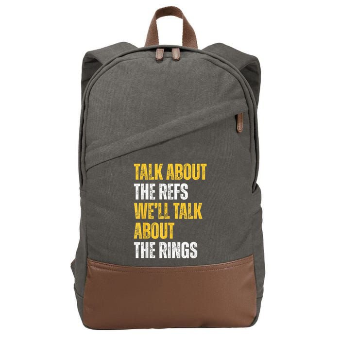 Talk About The Refs WeLl Talk About The Rings Cotton Canvas Backpack