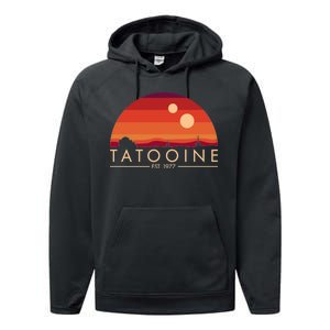 Tatooine Retro Sunset Logo EST 1977 Performance Fleece Hoodie