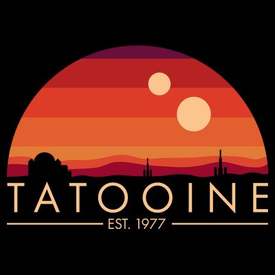 Tatooine Retro Sunset Logo EST 1977 T-Shirt