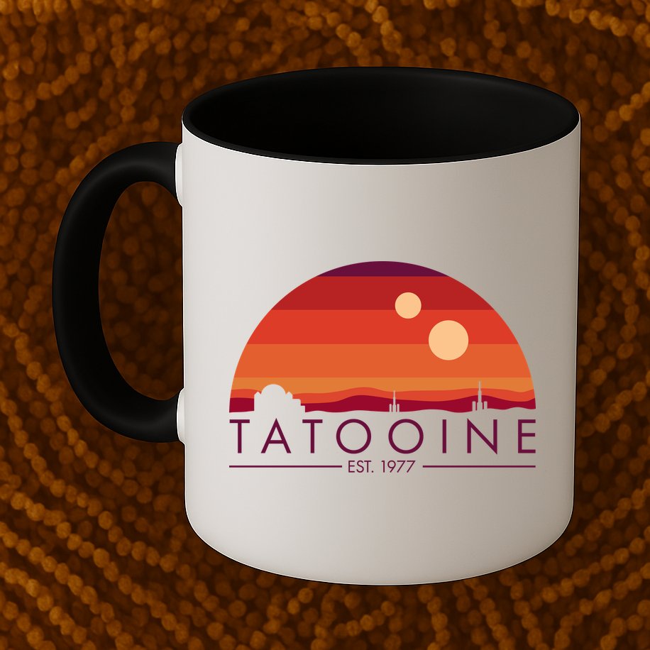 Tatooine Retro Sunset Logo EST 1977 Mug