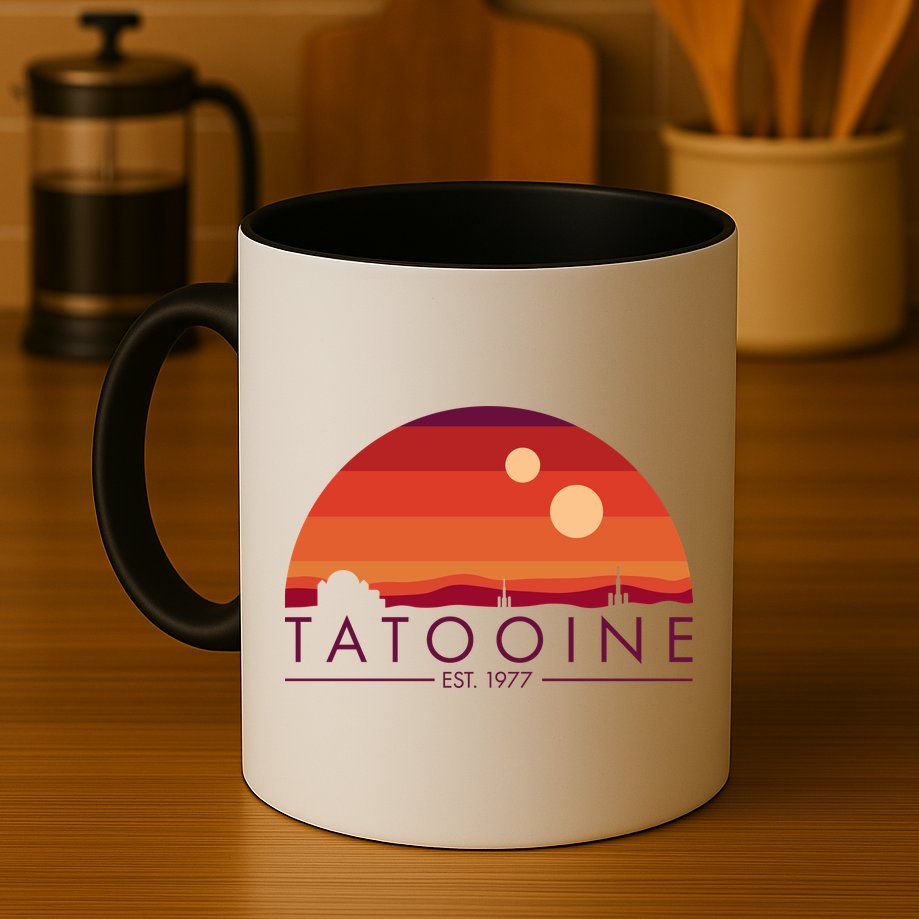 Tatooine Retro Sunset Logo EST 1977 Mug