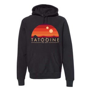 Tatooine Retro Sunset Logo EST 1977 Premium Hoodie