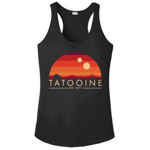 Tatooine Retro Sunset Logo EST 1977 Ladies PosiCharge Competitor Racerback Tank