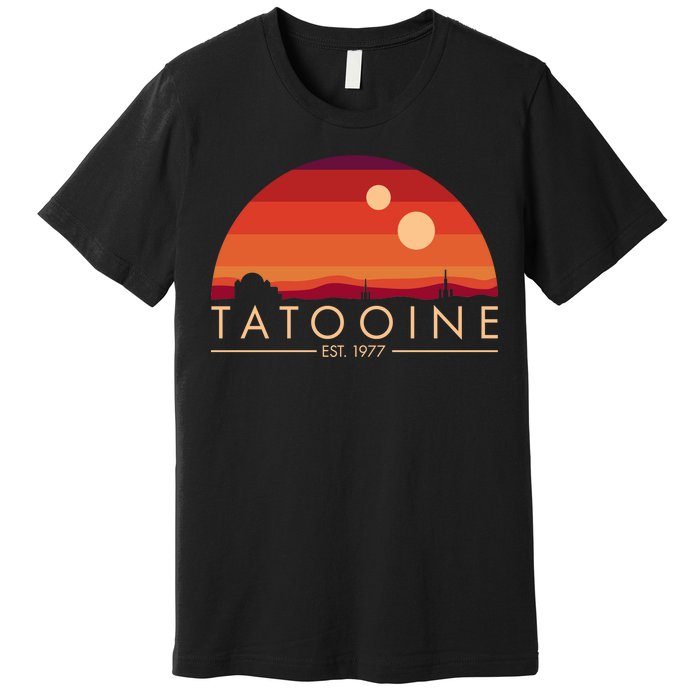 Tatooine Retro Sunset Logo EST 1977 Premium T-Shirt