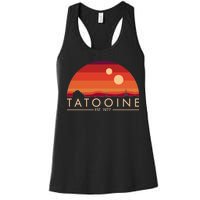 Tatooine Retro Sunset Logo EST 1977 Women's Racerback Tank