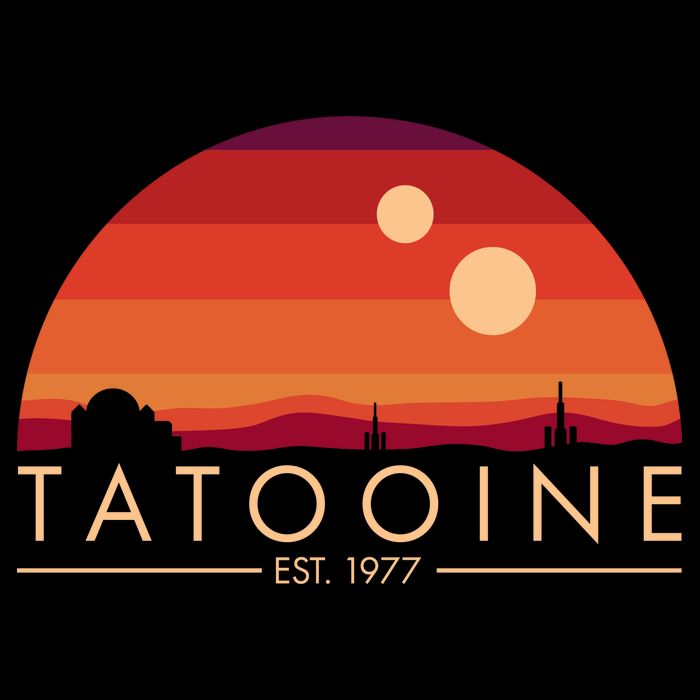 Tatooine Retro Sunset Logo EST 1977 Baby Bodysuit