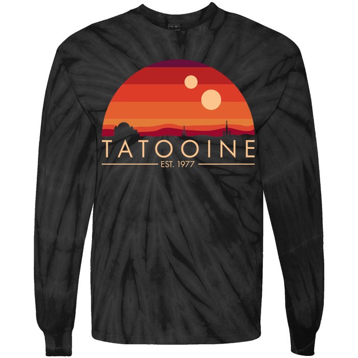 Tatooine Retro Sunset Logo EST 1977 Tie-Dye Long Sleeve Shirt