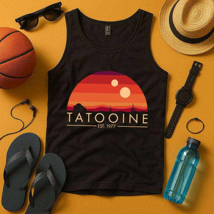 Tatooine Retro Sunset Logo EST 1977 Tank Top
