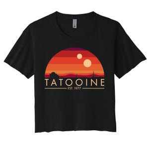 Tatooine Retro Sunset Logo EST 1977 Women's Crop Top Tee