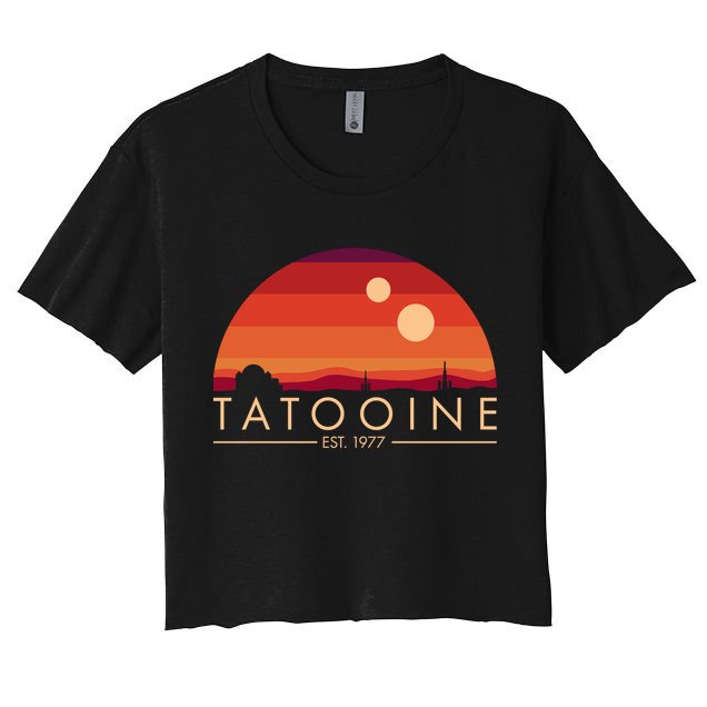 Tatooine Retro Sunset Logo EST 1977 Crop Top