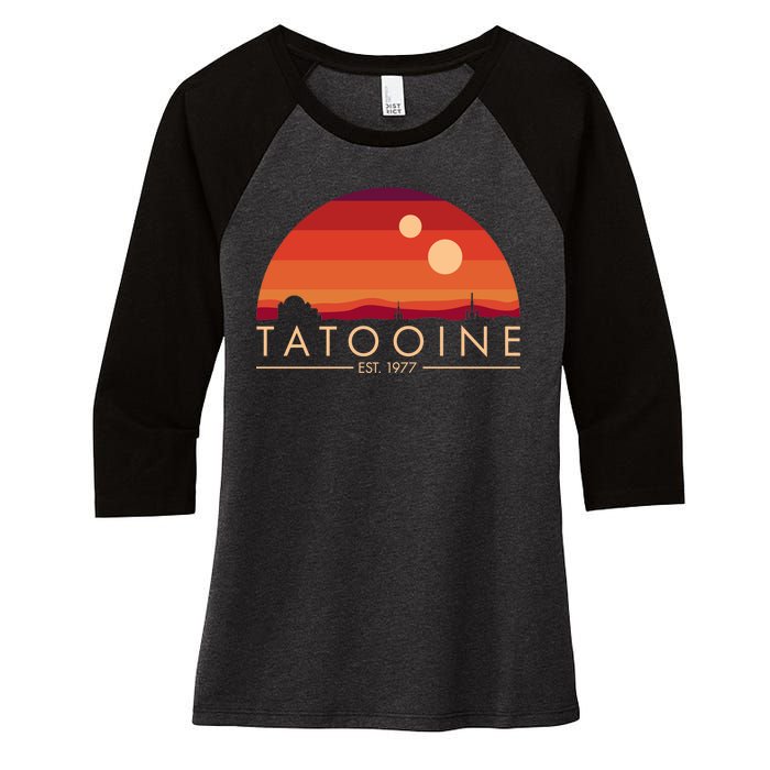 Tatooine Retro Sunset Logo EST 1977 Women's Tri-Blend 3/4-Sleeve Raglan Shirt