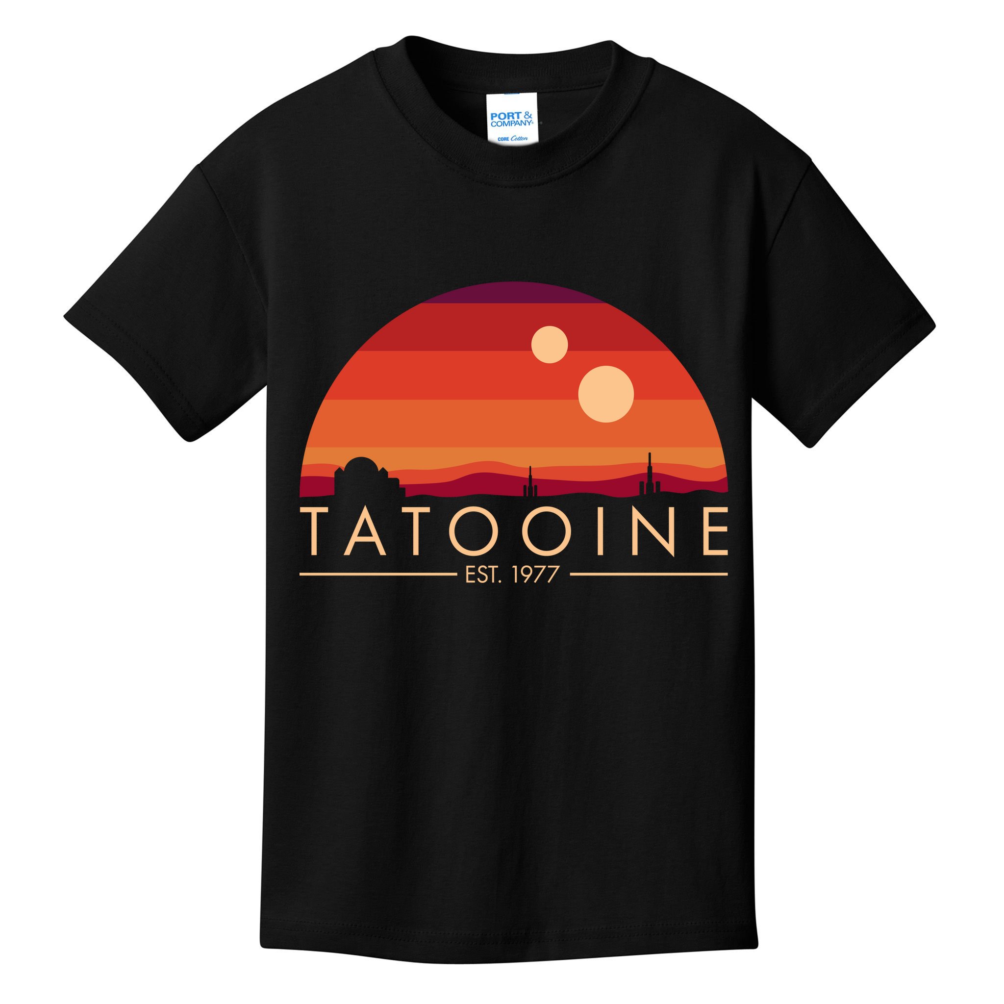 Tatooine Retro Sunset Logo EST 1977 Kids T-Shirt