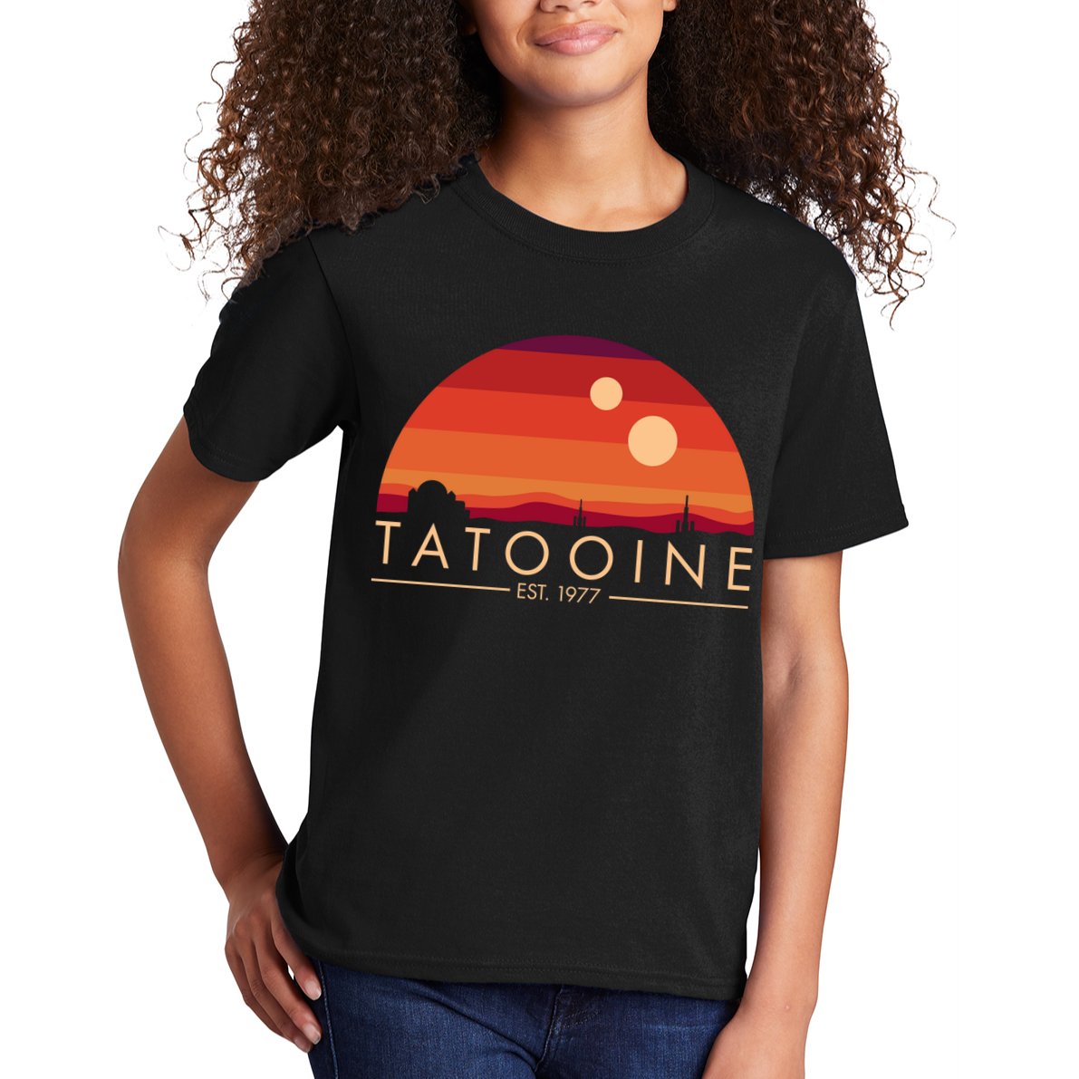 Tatooine Retro Sunset Logo EST 1977 Kids T-Shirt