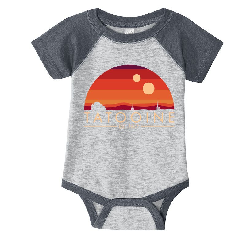 Tatooine Retro Sunset Logo EST 1977 Infant Baby Jersey Bodysuit