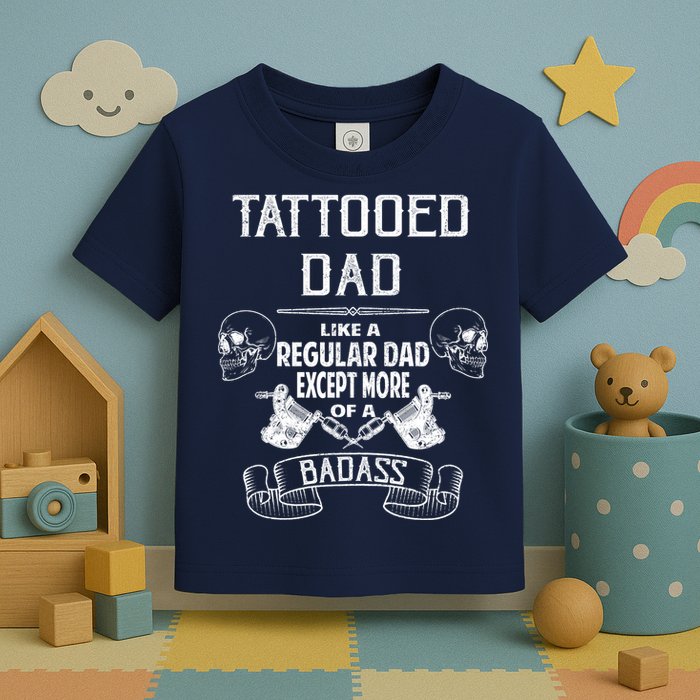 Tattooed Dad Like A Regular Dad Except More Of A Badass Toddler T-Shirt