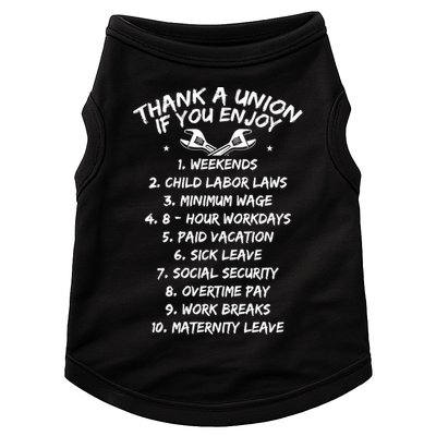 Thank A Union If You Enjoy Labor Day Proud Union Laborer Gift Doggie Tank