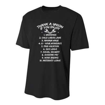 Thank A Union If You Enjoy Labor Day Proud Union Laborer Gift Youth Performance Sprint T-Shirt