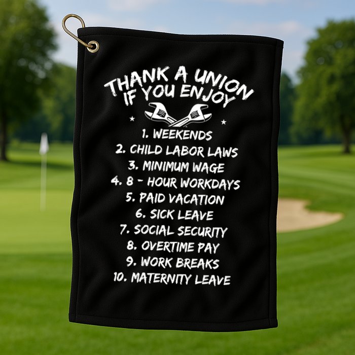 Thank A Union If You Enjoy Labor Day Proud Union Laborer Gift Golf Towel