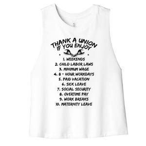 Thank A Union If You Enjoy Labor Day Proud Union Laborer Gift Women's Racerback Cropped Tank