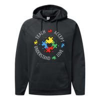 Teach Accept Understand Love Autism Teacher Performance Fleece Hoodie