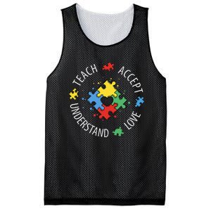 Teach Accept Understand Love Autism Teacher Mesh Reversible Basketball Jersey Tank