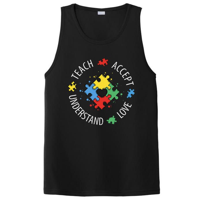 Teach Accept Understand Love Autism Teacher PosiCharge Competitor Tank