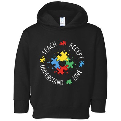 Teach Accept Understand Love Autism Teacher Toddler Hoodie