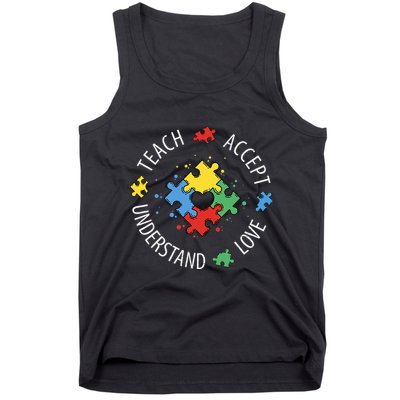 Teach Accept Understand Love Autism Teacher Tank Top