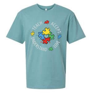 Teach Accept Understand Love Autism Teacher Sueded Cloud Jersey T-Shirt