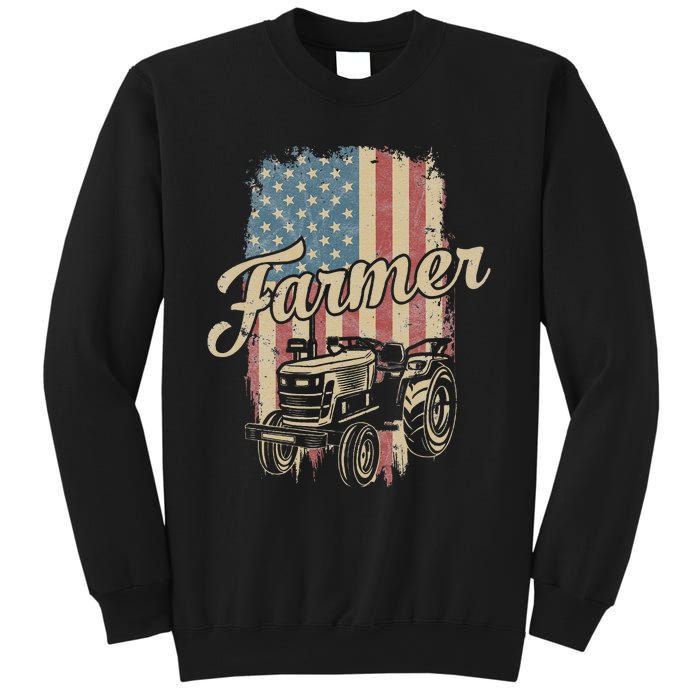 Tractor American USA Flag Funny Farmer Rancher Farming Sweatshirt