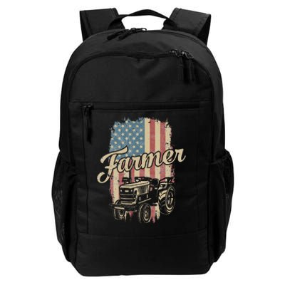 Tractor American USA Flag Funny Farmer Rancher Farming Daily Commute Backpack