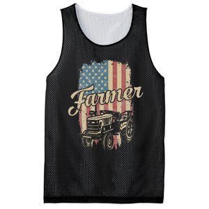 Tractor American USA Flag Funny Farmer Rancher Farming Mesh Reversible Basketball Jersey Tank