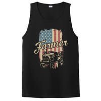 Tractor American USA Flag Funny Farmer Rancher Farming PosiCharge Competitor Tank