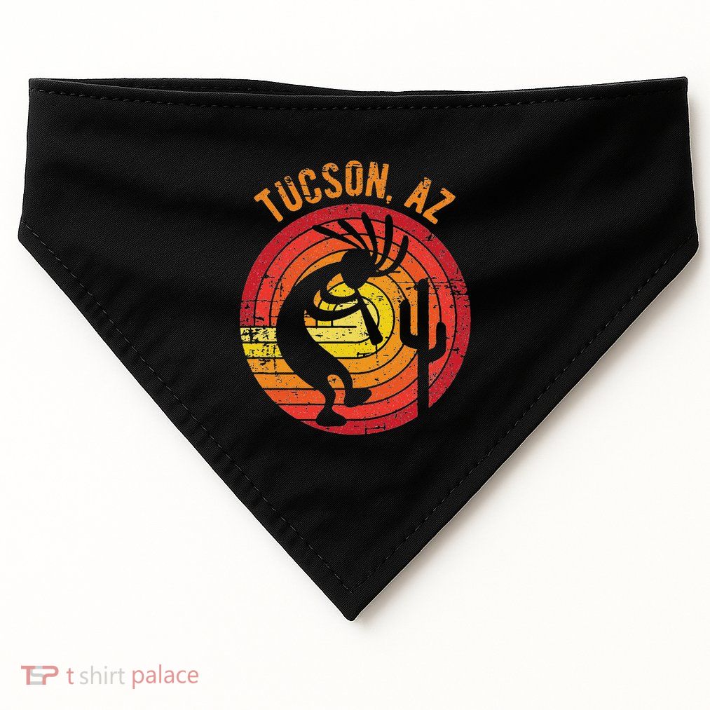 Tucson Arizona Usa Dancing Kokopelli Distressed Design USA-Made Doggie Bandana
