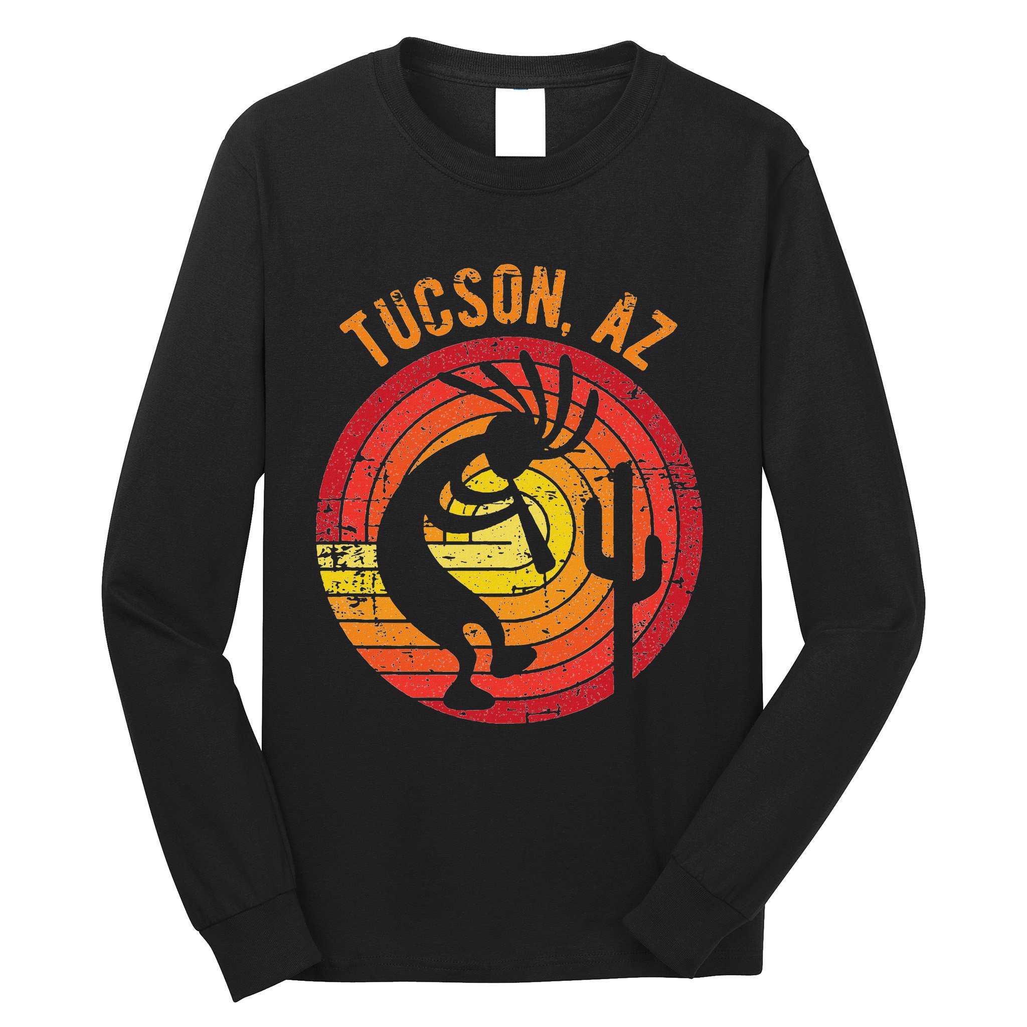 Tucson Arizona Usa Dancing Kokopelli Distressed Design Long Sleeve Shirt