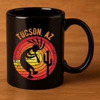 Tucson Arizona Usa Dancing Kokopelli Distressed Design 11oz C Handle Ceramic Mug