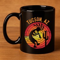 Tucson Arizona Usa Dancing Kokopelli Distressed Design 11oz C Handle Ceramic Mug