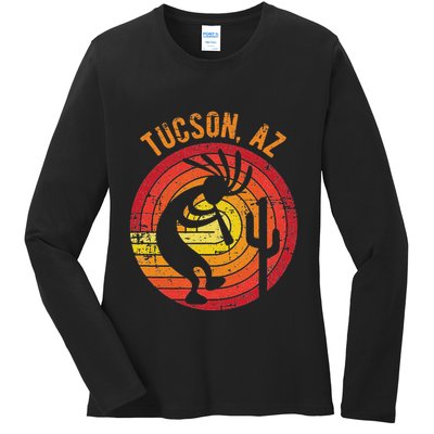Tucson Arizona Usa Dancing Kokopelli Distressed Design Ladies Long Sleeve Shirt