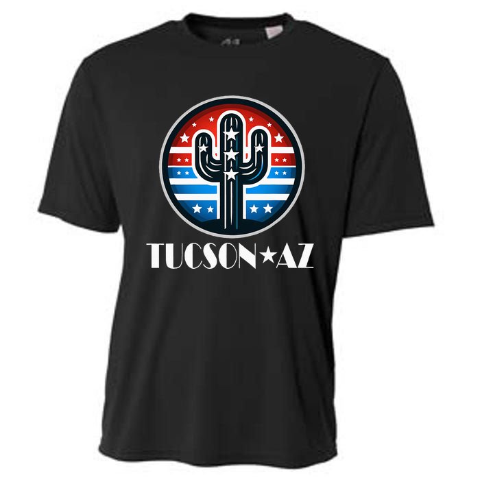 Tucson Az Usa Arizona Patriotic Cactus Cooling Performance Crew T-Shirt