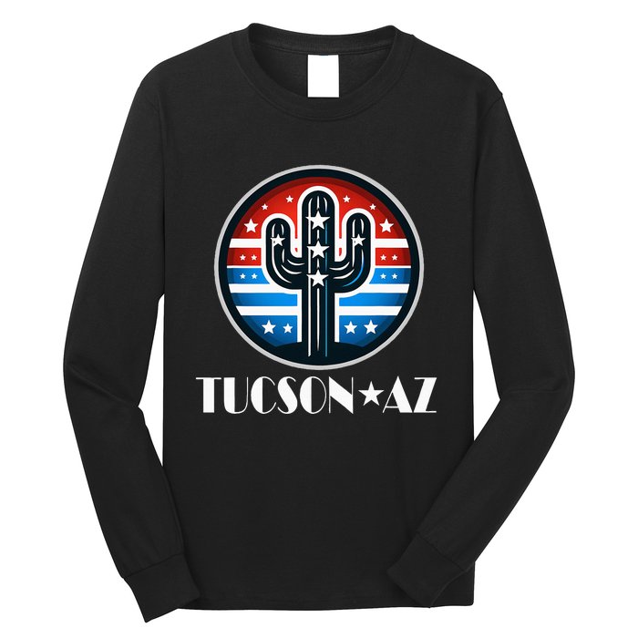 Tucson Az Usa Arizona Patriotic Cactus Long Sleeve Shirt