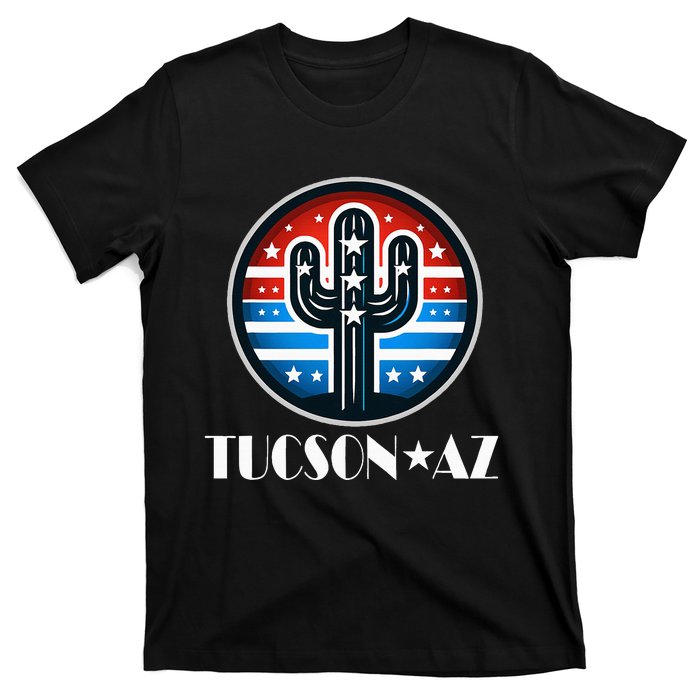 Tucson Az Usa Arizona Patriotic Cactus T-Shirt