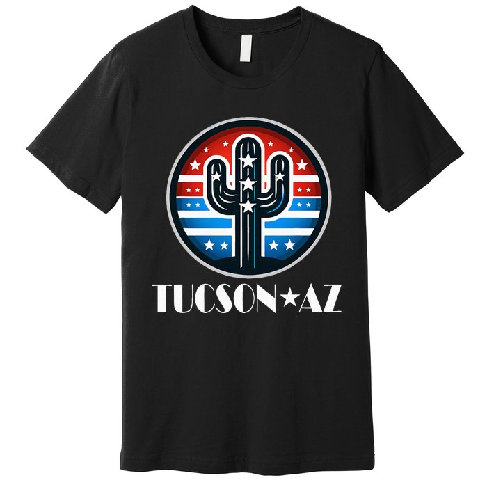 Tucson Az Usa Arizona Patriotic Cactus Premium T-Shirt