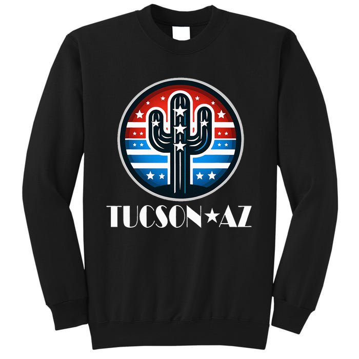 Tucson Az Usa Arizona Patriotic Cactus Tall Sweatshirt