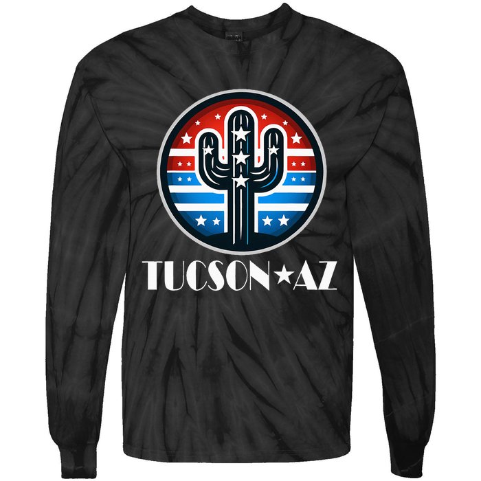 Tucson Az Usa Arizona Patriotic Cactus Tie-Dye Long Sleeve Shirt