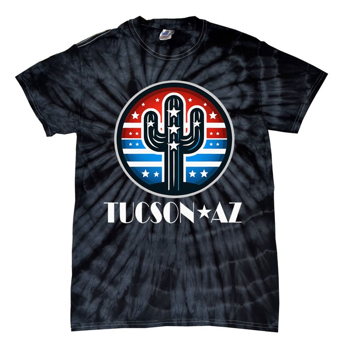 Tucson Az Usa Arizona Patriotic Cactus Tie-Dye T-Shirt