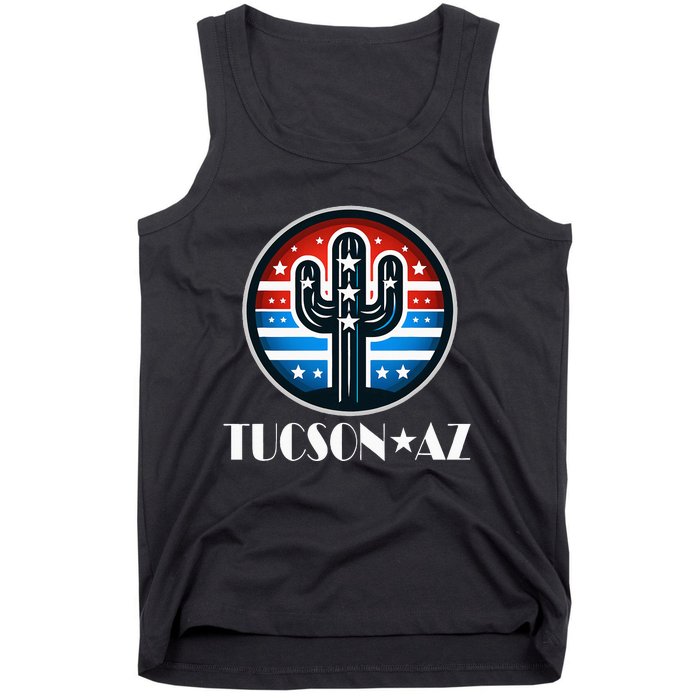 Tucson Az Usa Arizona Patriotic Cactus Tank Top