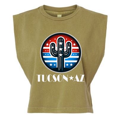 Tucson Az Usa Arizona Patriotic Cactus Garment-Dyed Women's Muscle Tee