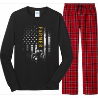 Tractor American Usa Flag Funny Farmer Rancher Gifts Farming Long Sleeve Pajama Set