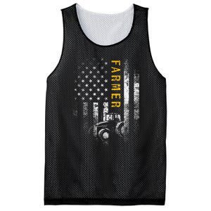 Tractor American Usa Flag Funny Farmer Rancher Gifts Farming Mesh Reversible Basketball Jersey Tank