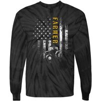 Tractor American Usa Flag Funny Farmer Rancher Gifts Farming Tie-Dye Long Sleeve Shirt